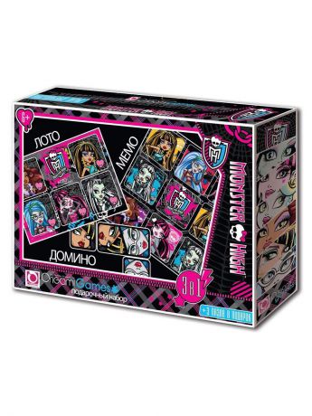 Monster High Monster High. Подарочный набор 3 в 1: Лото, Мемо, Домино. В подарок: 3 мини-пазла..