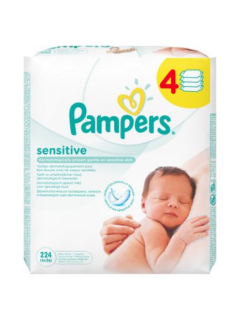 Pampers Детские влажные салфетки Sensitive,  224 шт.