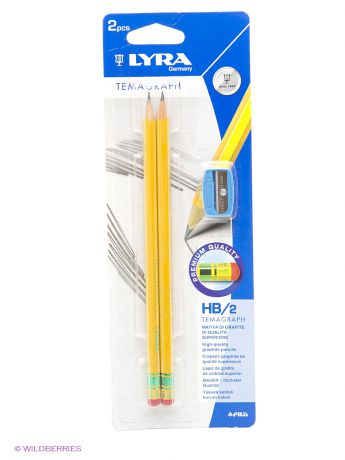 Lyra Lyra temagraph hb+temp bls 2 чернографитные карандаши в бл.2шт+точилка
