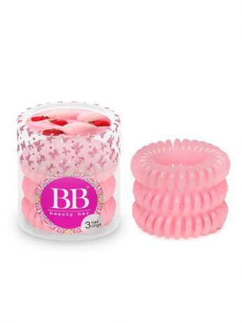 Beauty Bar Резинка-спиралька для волос светло-розовая, 3 шт.