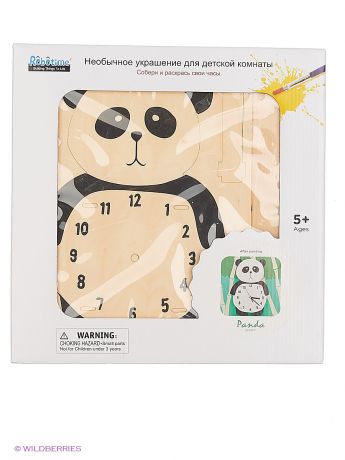 Robotime Часы-конструктор деревянные - Панда раскраска