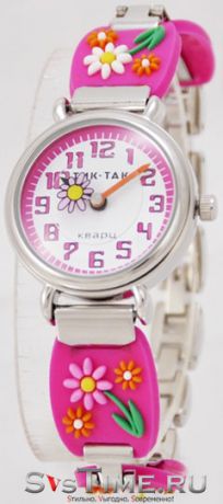 Тик-Так Детские наручные часы Тик-Так H108-3 розовые цветочки