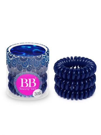 Beauty Bar Резинка-спиралька для волос темно-синяя, 3 шт.