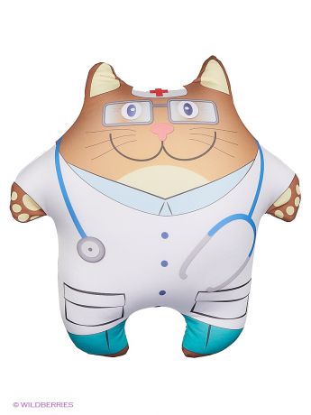 Оранжевый кот Подушка Игрушка антистресс Кот Доктор