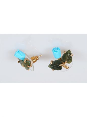 Lotus Jewelry Серьги "Бирюза-нефрит"