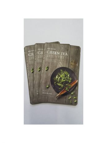 The Face Shop Набор тканевых масок  для лица (зеленый чай) REAL NATURЕ , 3шт*20г