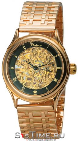 Platinor Мужские золотые наручные часы Platinor 41950.556 браслет