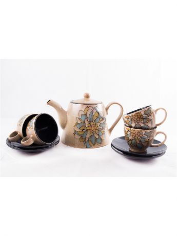 Русские подарки Чайный набор на 4 персоны: чайник, 4 чашки, 4 блюдца