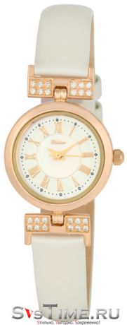Platinor Женские золотые наручные часы Platinor 98256.220 белый ремешок