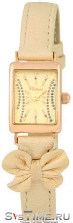 Чайка Женские золотые российские наручные часы Чайка 94550.428 Бежевый ремешок