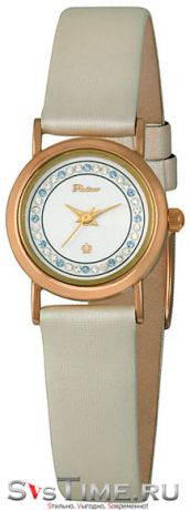 Platinor Женские золотые наручные часы Platinor 98150.326 бежевый ремешок