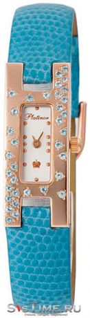 Platinor Женские золотые наручные часы Platinor 90457.201 синий ремешок