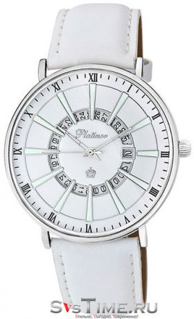 Platinor Женские серебряные наручные часы Platinor 56700.133 белый ремешок