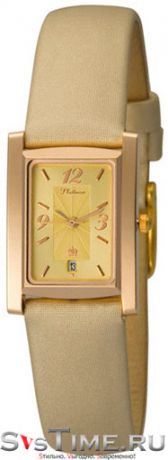 Platinor Женские золотые наручные часы Platinor 42950.412 бежевый ремешок