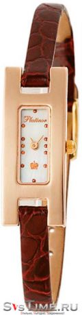 Platinor Женские золотые наручные часы Platinor 90450.301 коричневый ремешок