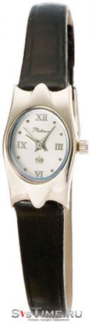Platinor Женские серебряные наручные часы Platinor 95500.216 черный ремешок