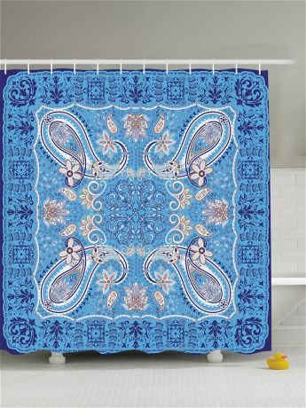 Magic Lady Фотоштора для ванной "Турецкие огурцы на голубом фоне", 180*200 см