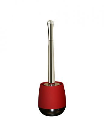 PROFFI Ершик для унитаза в комплекте с чашей пластиковый с каучуковым покрытием. Цвет Красный.