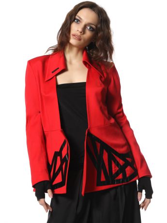 SEANNA Костюм Fashion Police ярко-красный из шерсти с шелком с отделкой из натуральной кожи