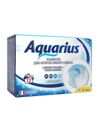 AQUARIUS Таблетки для стирки белого белья "AQUARIUS" Италия 12 штук