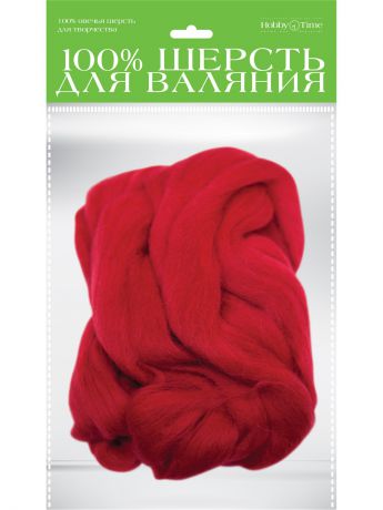 Альт Шерсть для валяния полутонкая (гребенная лента), "вишневая", 50 гр.