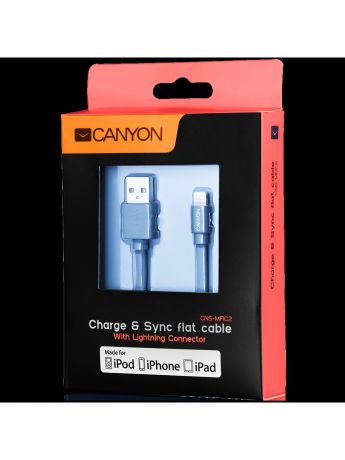 CANYON Ультра - плоский кабель MFI (сертифицированный компанией Apple) CANYON CNS-MFIC2DG