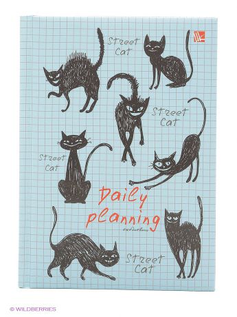 Канц-Эксмо Ежедневник с поролоном А5-, 160 листов "Графика. Черные кошки"