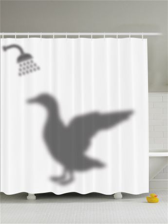 Magic Lady Фотоштора для ванной "Серая утка, фламинго на пруду, морская черепаха, морские звёзды, ракушки и яко