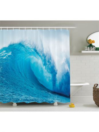 Magic Lady Фотоштора для ванной "Голубая волна", 180*200 см
