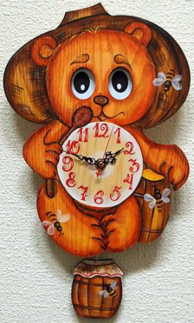 Бризоль Настенные интерьерные часы с маятником детские Бризоль Медведь