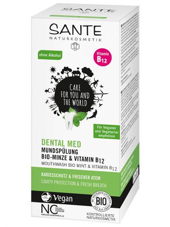 Sante Naturkosmetik Sante Ополаскиватель для полости рта с био-мятой и витамином В12