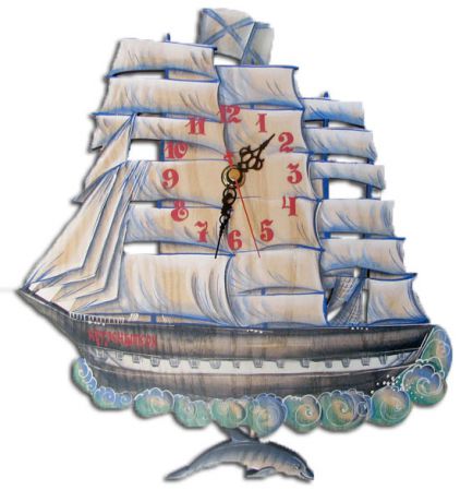 Бризоль Настенные интерьерные часы с маятником детские Бризоль Барк Крузенштерн