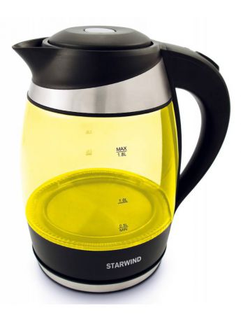 StarWind Чайник Starwind SKG2215 1.8л. 2200Вт желтый/черный (стекло)