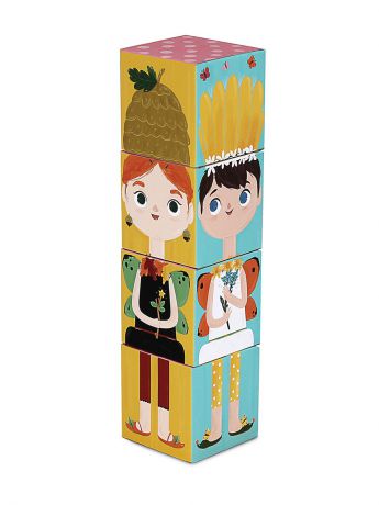 Krooom Игрушки из картона krooom от 3 лет: Stack&Match кубики Лесные феи