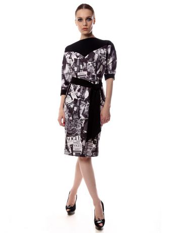 SEANNA Платье "Журналы Кимоно" + пояс в комплекте из эластичного джерси с авторским принтом