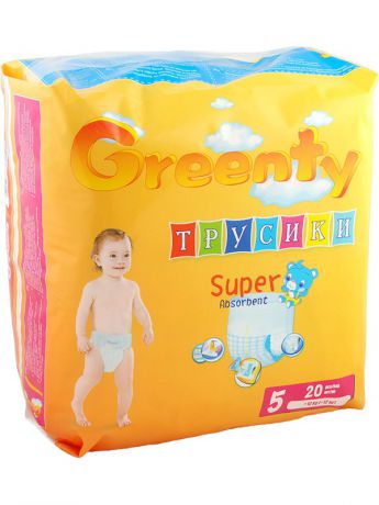 Greenty Одноразовые детские подгузники-трусики GREENTY 5 (+ 12 кг) 20 шт.