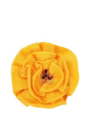 SEANNA Брошь-цветок "Желтый Мак" с серединкой с натуральным жемчугом, стразами Swarovski