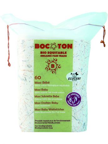 BOCOTON Bocoton Ватные Диски Прямоугольные  Maxi Baby , Упаковка 60 Шт.