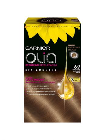 Garnier Стойкая крем-краска для волос "Olia" без аммиака, оттенок 6.9, Мерцающий бронзовый шатен, 160 мл