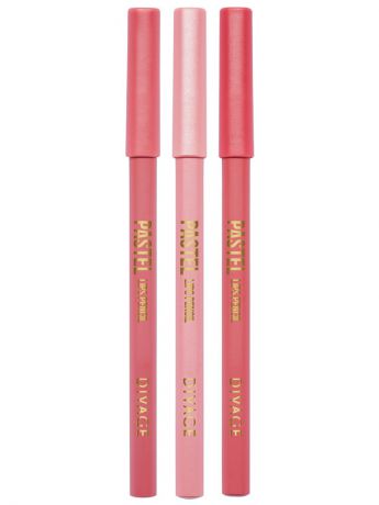 DIVAGE Спайка №14 карандаши для губ pastel тон 2201, тон 2202, тон 2205