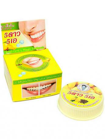 5 STAR COSMETIC Травяная отбеливающая зубная паста со вкусом Манго 25 г.
