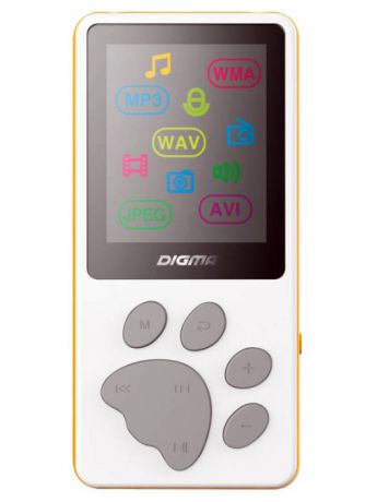 DIGMA Плеер Flash Digma S3 4Gb белый/оранжевый/1.8"/FM/microSD