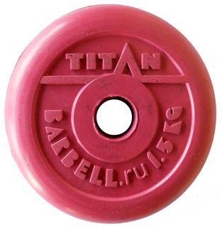 Mb Barbell Обрезиненный диск Barbell Titan 1,5кг (25мм, красный)
