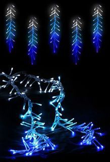 Beauty Led БЕГУЩИЙ ОГОНЬ (Cluster lights), 160 холодных белых-небесно-голубыг-синих LED ламп, 1,75x0,4м, прозрачный силиконовый провод, уличная, ESI160-SH10-1WB