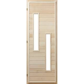 Банные штучки Дверь со стеклопакетом Узкие длинные прямоугольники, липа, коробка из сосны Банные штучки