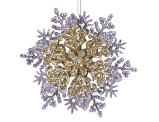 Морозко Снежинка классическая серебряно-золотая, объёмная, 12 см, АВВ0002