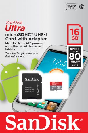 SanDisk microSDHC 16 Гб Cl.10 UHS-I