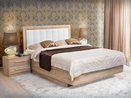 Двуспальная Кровать Пандора с бельевым ящиком White/Ель 160 x 200
