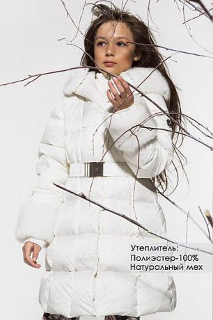 Les Trois Vallees Пальто отделка натуральный мех для девочки 10A6327PE Natural белый Les Trois Vallees