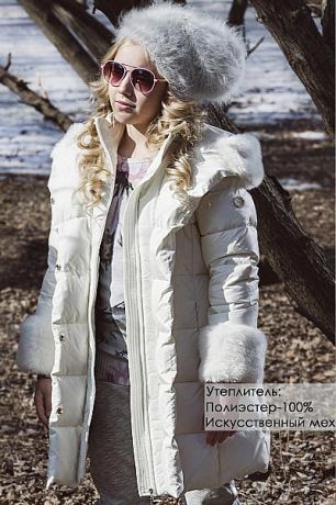 Les Trois Vallees Пальто отделка искусственный мех для девочки 10A6327PE Fabric белый Les Trois Vallees